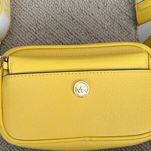 Michael Kors Lemon Yellow Pebbled Leather Crossbody Bag
